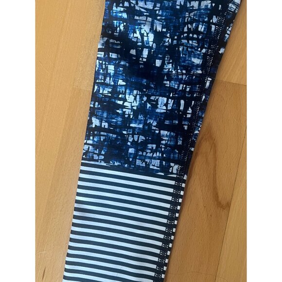 Dharma Bums Leggings | Blue Floral Stripes | Small - Picture 4 of 5